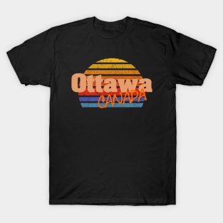 Ottawa Canada retro vintage typo sun sunset T-Shirt